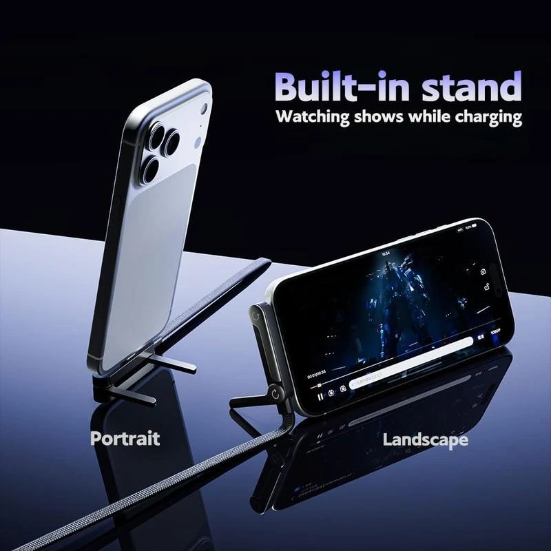 Hidden Holder Charger Cable with Stand, 240W PD Type-C to Type-C (iPhone) & Type-B(USB) to Type-C (Android)  Fast Charging Cable, 2-In-1 Gaming Desk Stand 2pcs